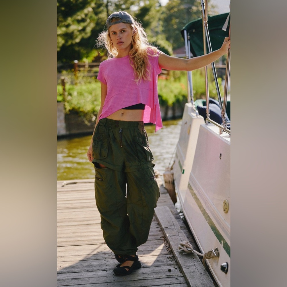FP MOVEMENT by FREE PEOPLE Tempo Ribbed Short-Sleeve Tee TOP - Picture 3 of 4